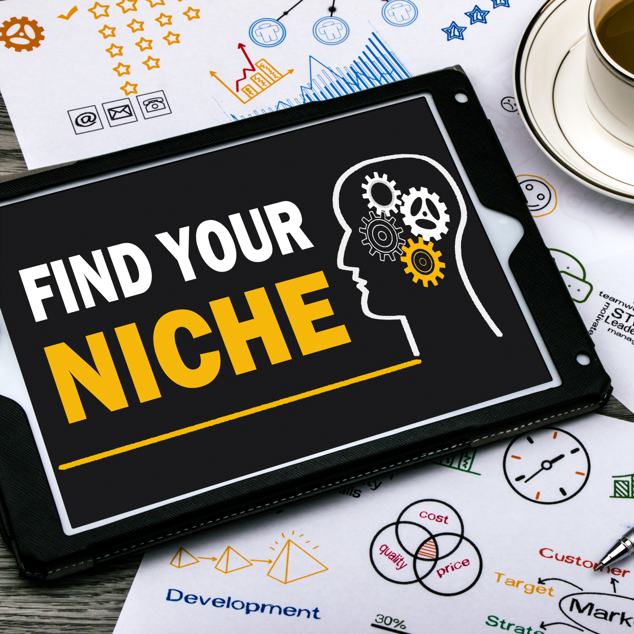 Finding your niche for printables on a tablet.